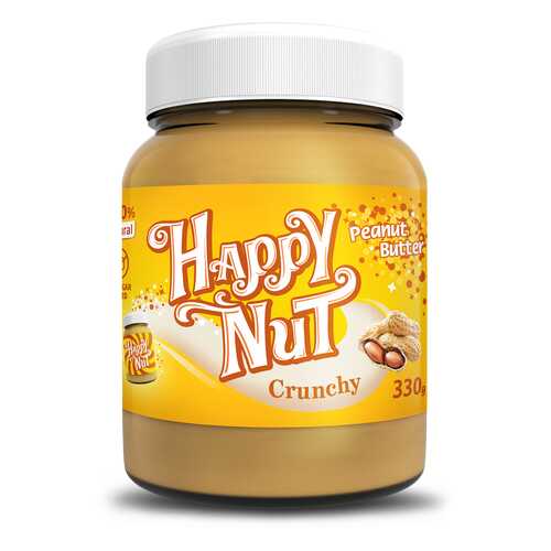 Арахисовая паста Happy Nut Crunchy с кусочками 330 г в ЕКА