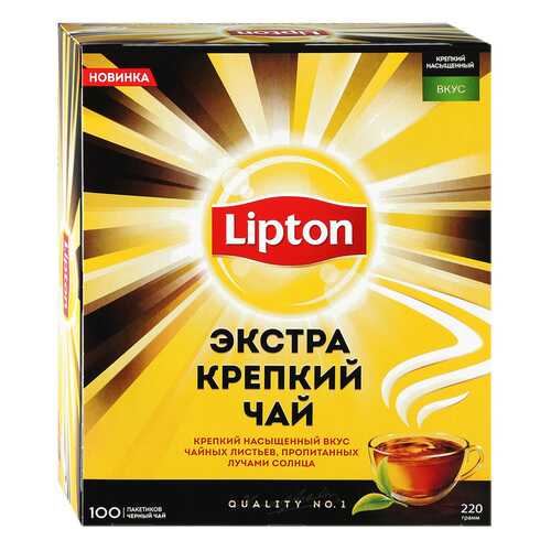 Чай черный Lipton экстра крепкий 100 пакетиков в ЕКА