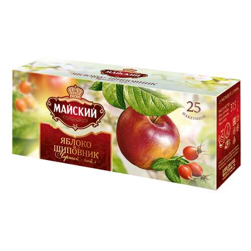Чай черный Майский Яблоко и шиповник 25 пак в ЕКА