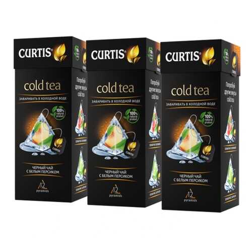 Чай Curtis Cold Tea, чёрный с белым персиком, 12 пирамидок х 3 упаковки в ЕКА