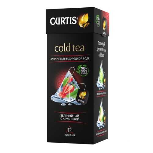 Чай Tea.ru Curtis Cold Tea. Зеленый чай с клубникой, чёрный с добавками, 12 пирамидок в ЕКА