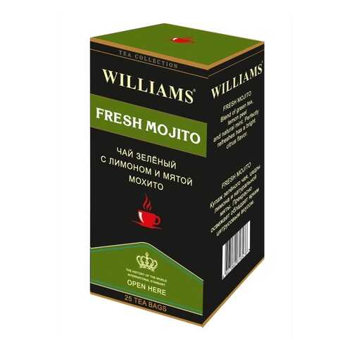 Чай Williams Fresh Mojito, зеленый с лимоном и мятой мохито, 25 пакетиков в ЕКА
