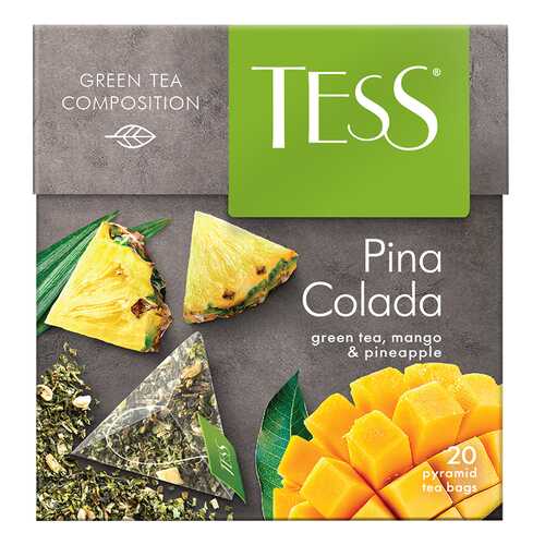 Чай зеленый в пирамидках Tess Pina Colada 20 пакетиков в ЕКА