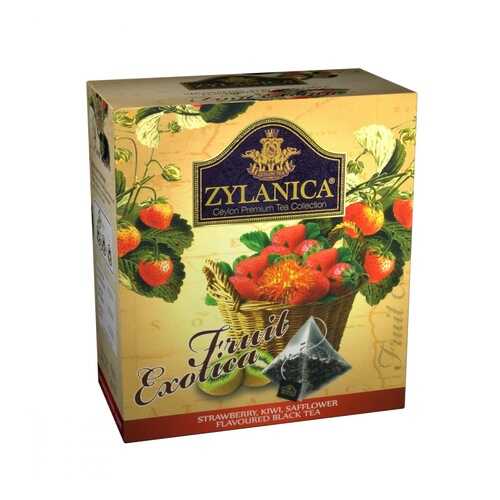 Чай Zylanica Fruit Exotica черный с клубникой киви лепестками сафлора 20 пирамидок в ЕКА