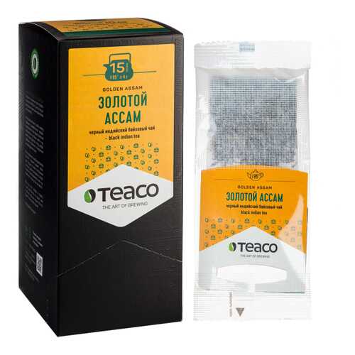 TeaCo Пакетированный черный чай на чайник Золотой ассам TEACO, 20 пак. по 4 г в ЕКА