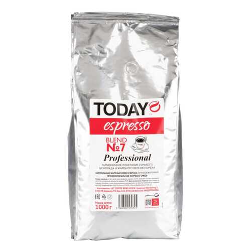 Кофе в зернах Today еspresso рrofessional вlend №7 1000 г в ЕКА