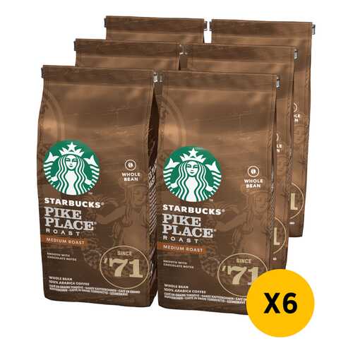 STARBUCKS Medium Pike Place Roast кофе в зернах 6 штук по 200г в ЕКА