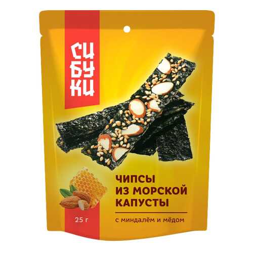 Чипсы из морской капусты Сибуки с миндалем и медом 25 г в ЕКА