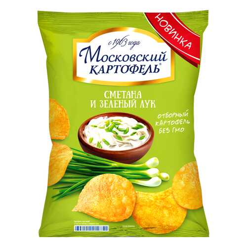 Чипсы картофельные Московский картофель сметана и зеленый лук 150 г в ЕКА