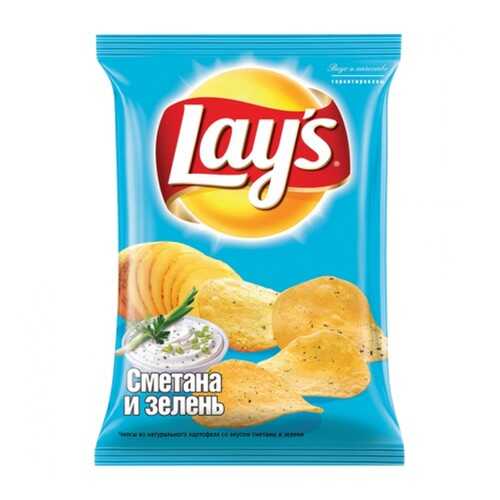 Чипсы Lays из натурального картофеля сметана, зелень 90 г в ЕКА