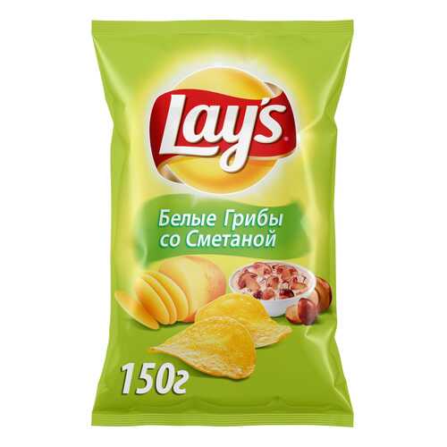 Картофельные чипсы Lays грибы со сметаной 150 г в ЕКА