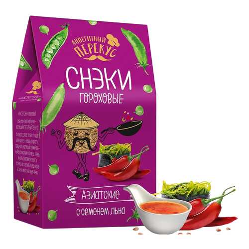 Снеки гороховые Полезный перекус с семенем льна азиатские 100 г в ЕКА