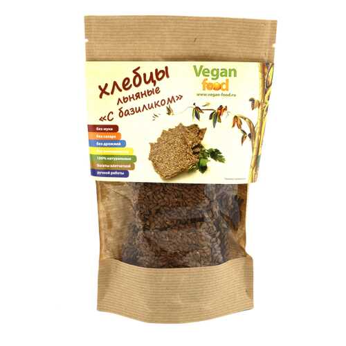 Хлебцы льняные Vegan-food с базиликом 100 г в ЕКА