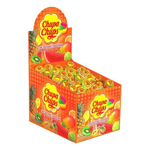Карамель Chupa Chups экзотик-тропик ассорти 12 г 100 штук в ЕКА