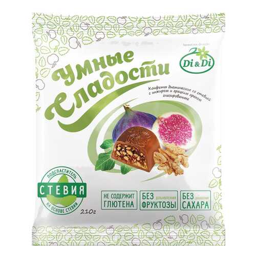 Конфеты со стевией Умные сладости с инжиром и грецким орехом глазированные 210 г в ЕКА