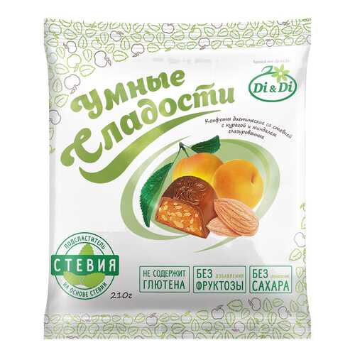 Конфеты со стевией Умные сладости с курагой и миндалем глазированные 210 г в ЕКА
