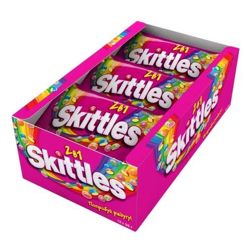 Освежающие конфеты Skittles 2в1 38 г 12 штук в ЕКА