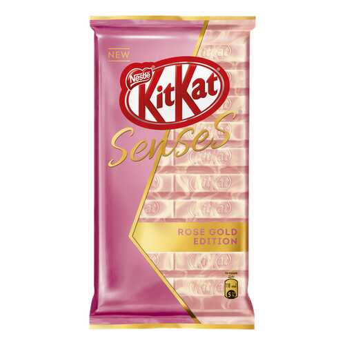 Белый шоколад Kit Kat senses rose gold edition клубника и молочный шоколад с вафлей 112 г в ЕКА