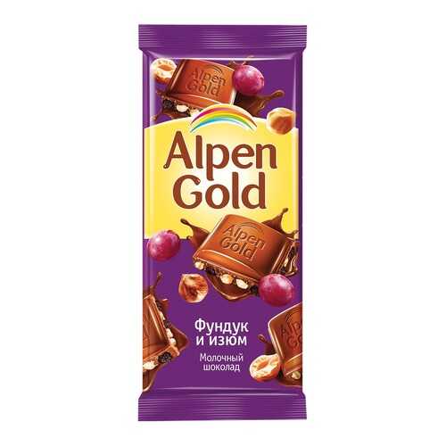 Шоколад ALPEN GOLD молочный фунд/изюм 90г*5 шт в ЕКА