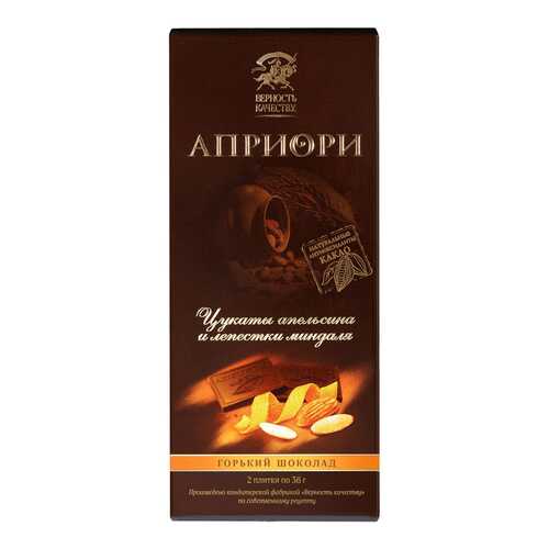 Шоколад Априори горький с цукатами апельсина и лепест-ками миндаля 100 г в ЕКА