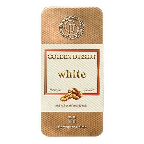 Шоколад Golden Dessert White белый с грецким орехом и хрустящими шариками 95 г в ЕКА