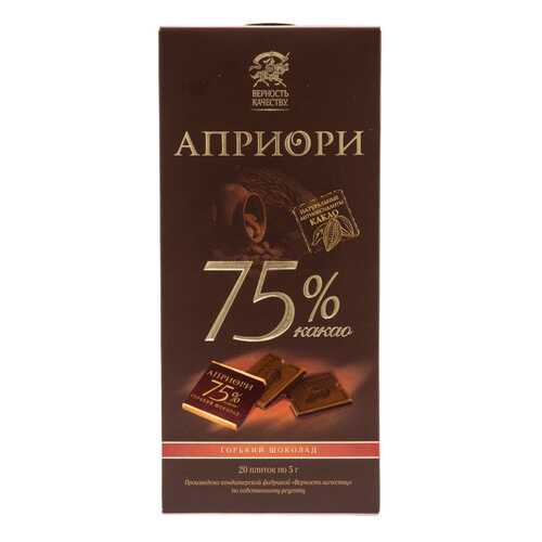 Шоколад горький Верность качеству априори 75% какао 100 г в ЕКА