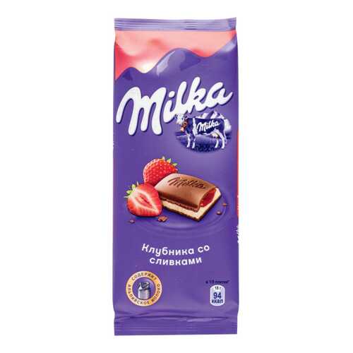 Шоколад молочный Milka клубника со сливками 90 г в ЕКА