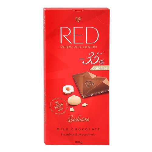 Шоколад молочный Red с фундуком и макадамией со сниженной калорийностью 100 г в ЕКА