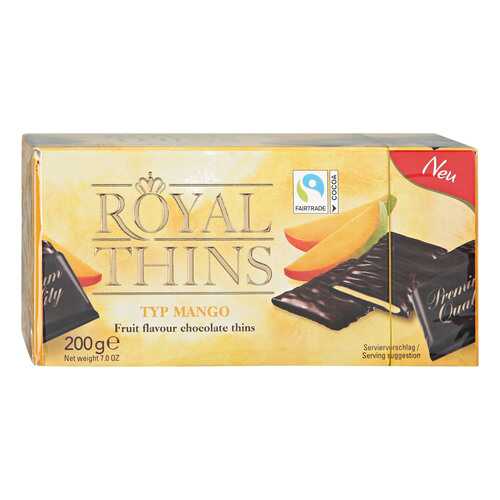Шоколадные плитки Halloren Royal Thins темный cо вкусом манго 200г. в ЕКА