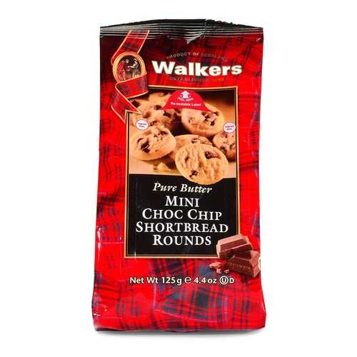 Мини-печенье Walkers Круглое и с шоколадной крошкой песочное 125 г Великобритания в ЕКА