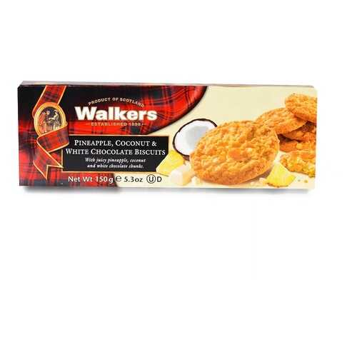 Печенье Walkers с ананасом, кокосом и белым шоколадом 150 г Великобритания в ЕКА