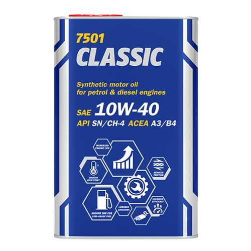 7501 MANNOL CLASSIC SAE 10W40 4 л. metal Полусинтетическое моторное масло 10W-40 в ЕКА