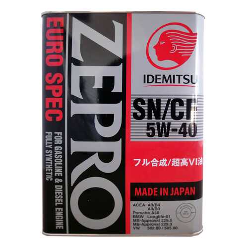Моторное масло Idemitsu Zepro Euro Spec SN/CF 5W-40 4л в ЕКА