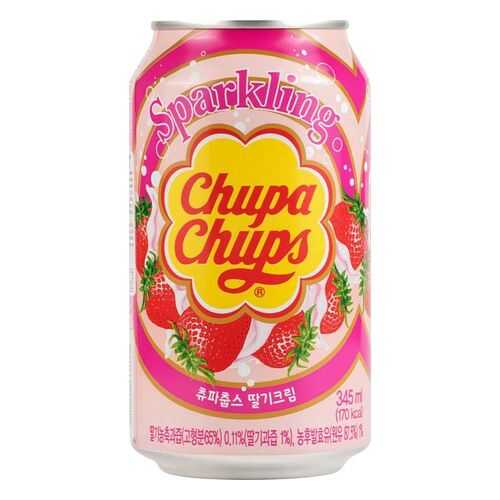 Напиток безалкогольный сильногазированный Chupa Chups клубника жестяная банка 0.345 л в ЕКА