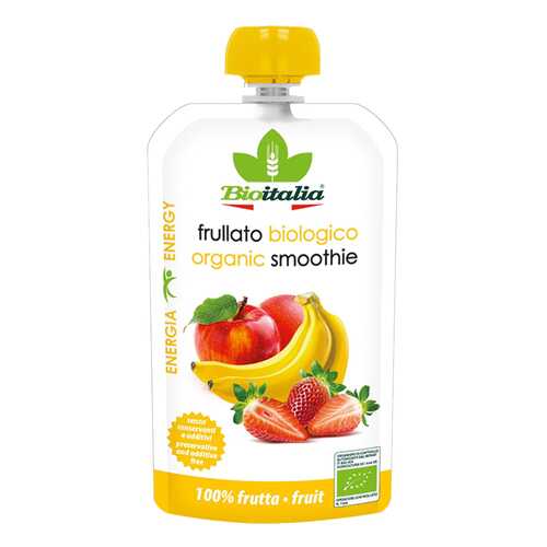 Пюре Bioitalia яблоко-клубника-банана смузи 120 г в ЕКА